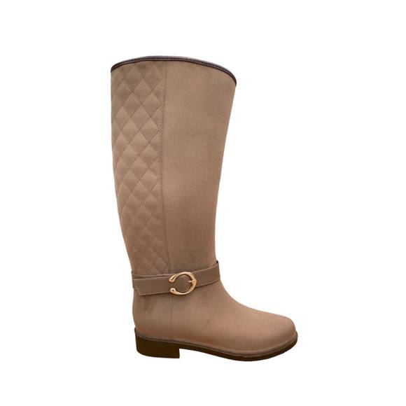 NEW ULAN waterproof tall riding boots in dark beige - Picture 1 of 2